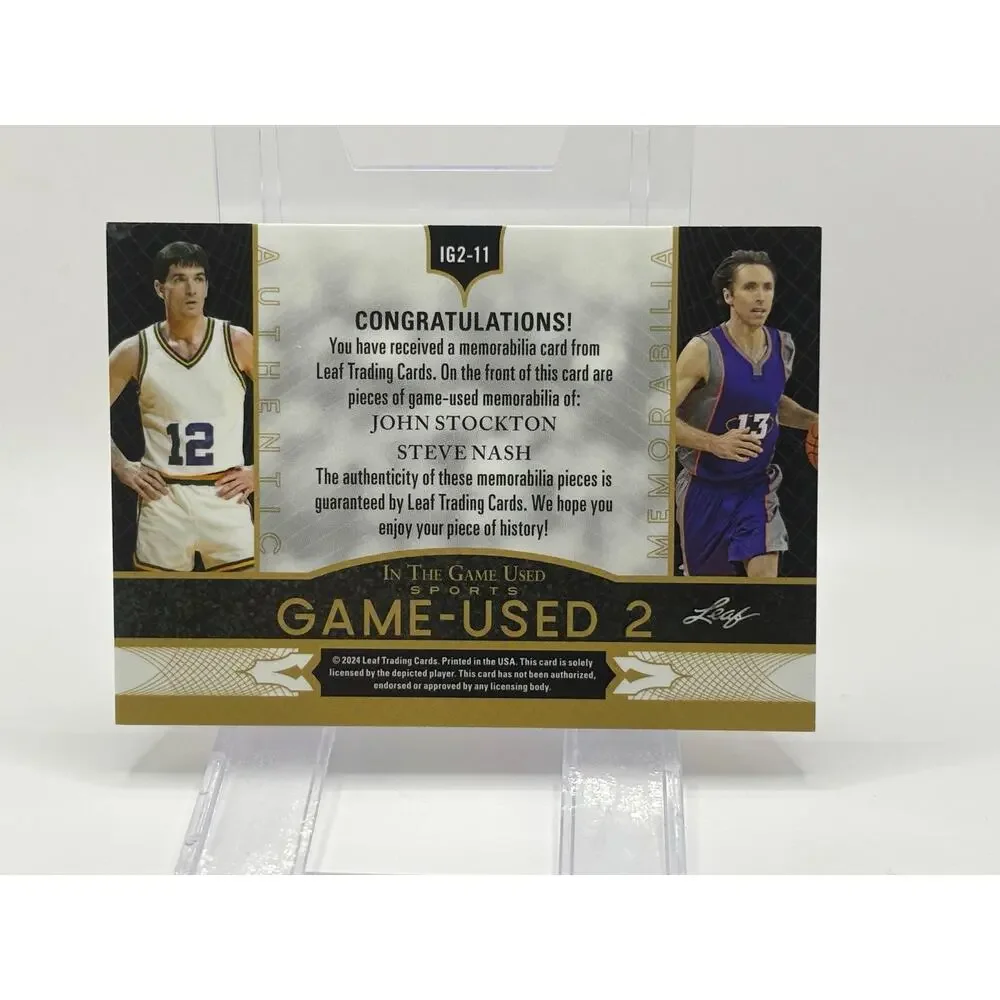 2024 Leaf In The Game Used Steve Nash & John Stockton Dual Jersey Patch 28/45 SP